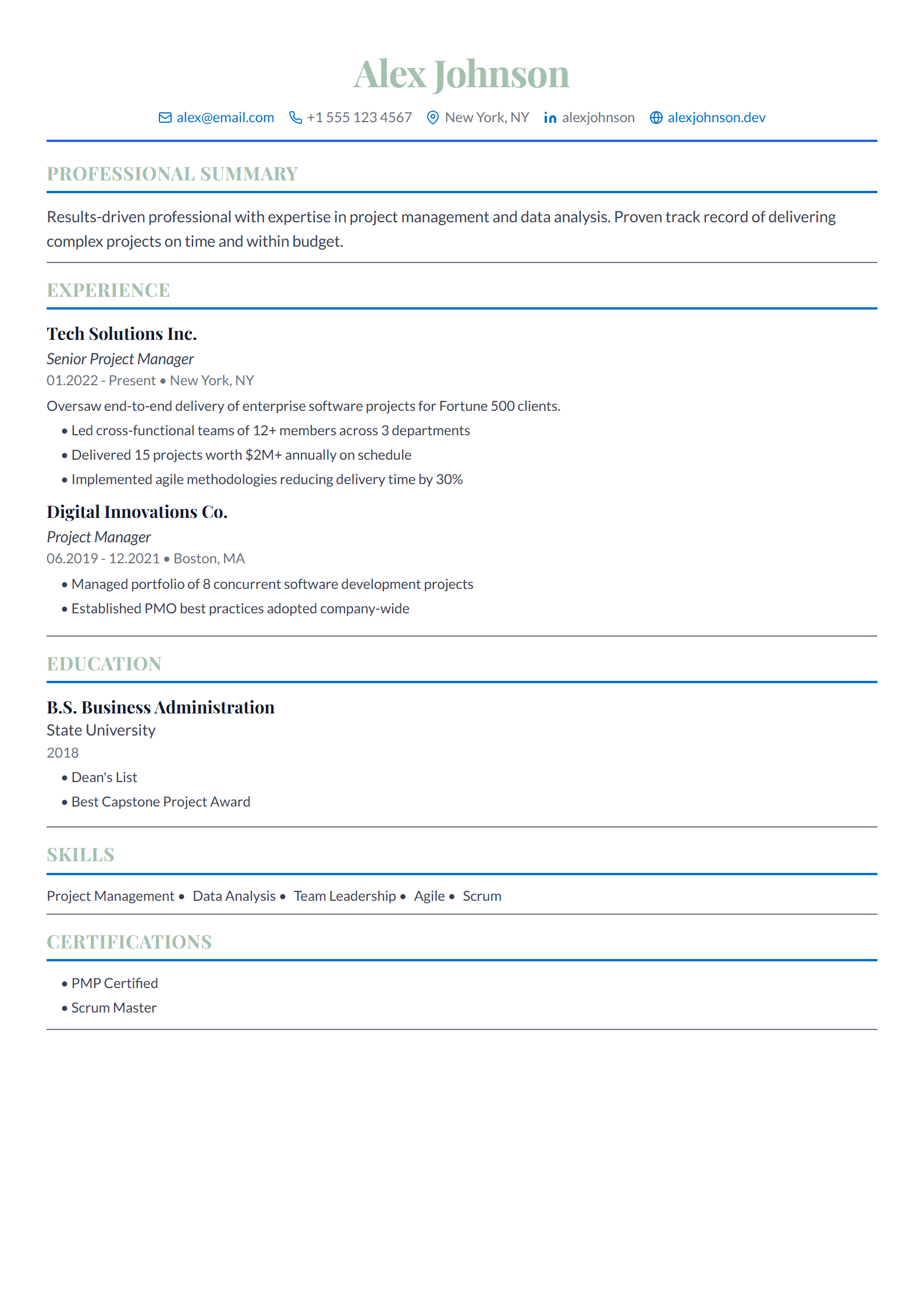 Classic resume template